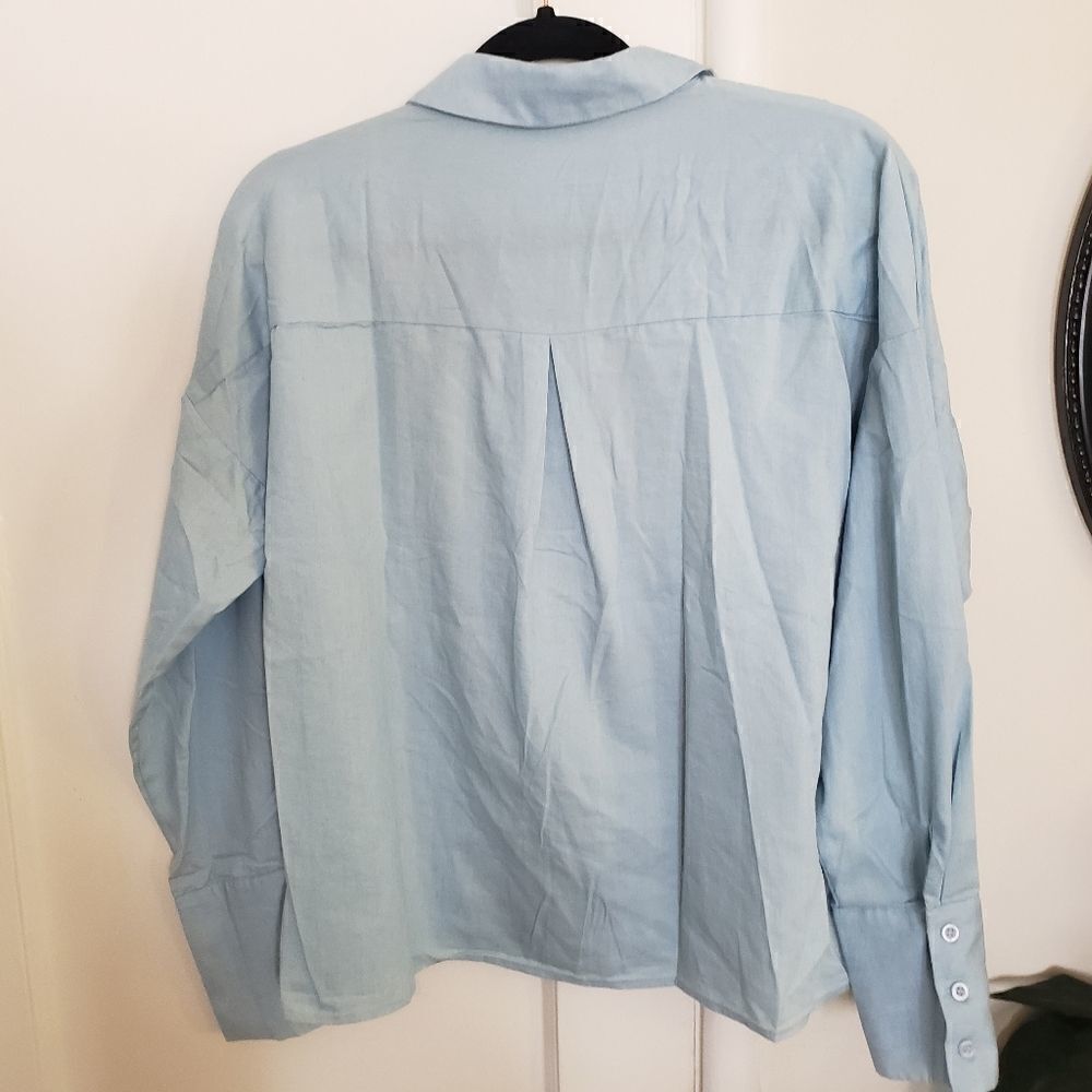 Hot & Delicious Ruffle Button Front Long Sleeve - Picture 6 of 6